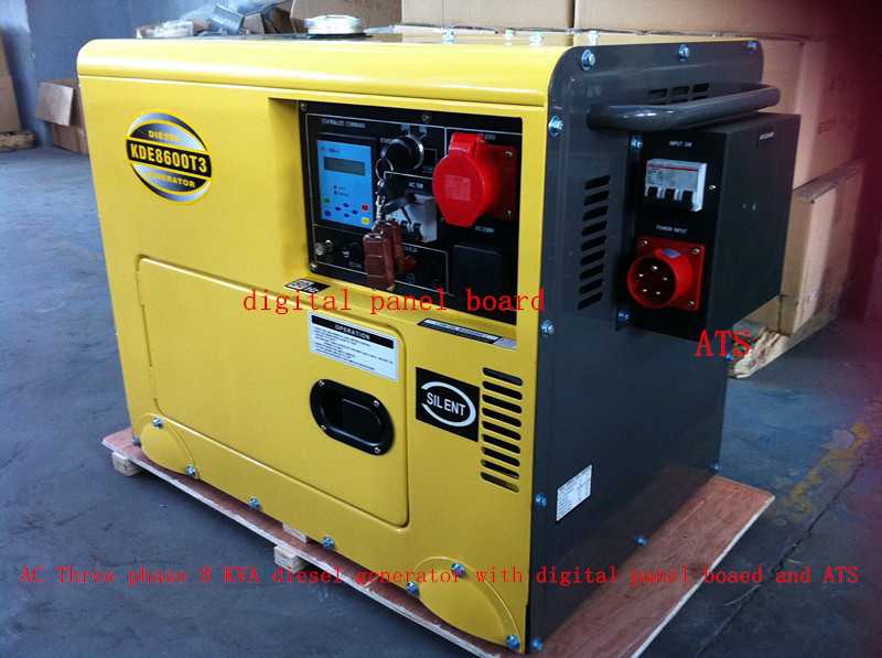 tipo silenzioso piccolo gruppo elettrogeno di colore di giallo 8KVA diesel con ATS, sistema di allarme basso dell'olio